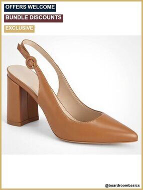 Women's Pointed Toe Block Heel Pumps Slingback Chunky Heel Slip On Work Party